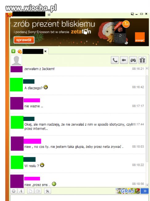 Dzisiejsza rozmowa z moją koleżanką.