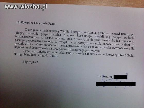 Hmm... Proboszcz chce nowe autko