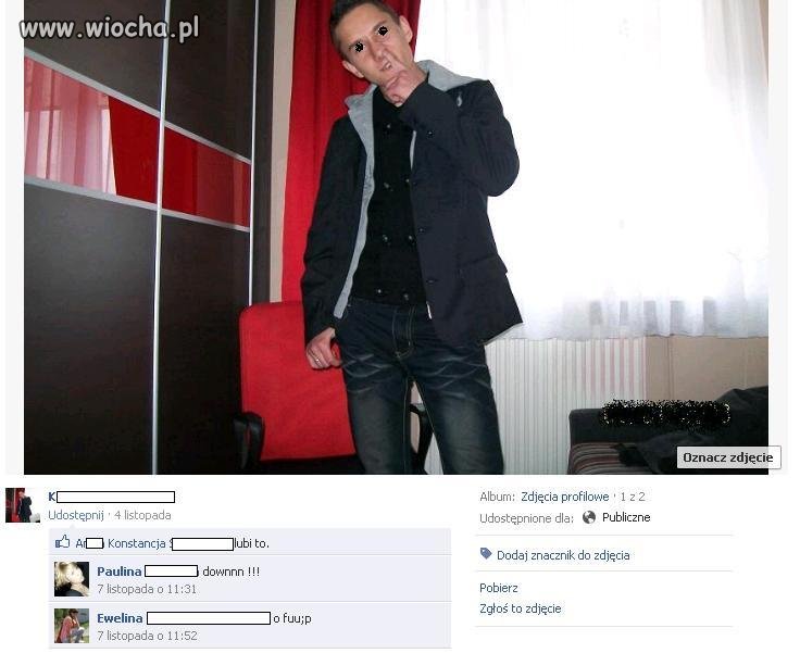Palec w nos i jako zdjęcie główne na facebook'a