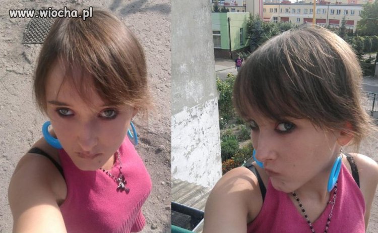 Skrzywienie twarzy, wymalowane oczy,