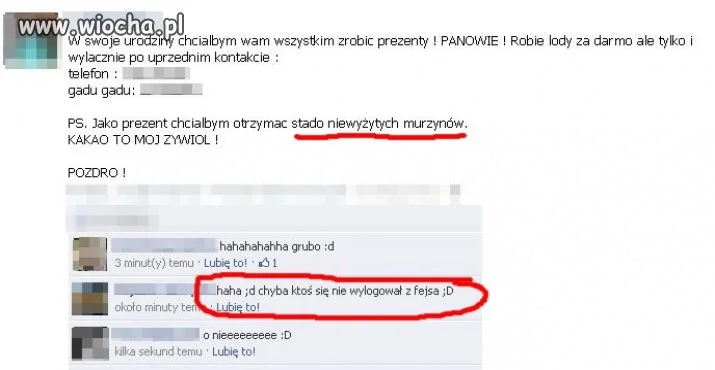 Wrypać się komuś na konto i pisać takie rzeczy...