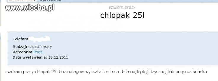 Chłopak 25 lat bez "naloguw" i to wyksztalcenie 