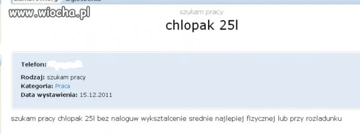 Chłopak 25 lat bez "naloguw" i to wyksztalcenie 