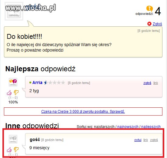 Spóźniony okres o 9 miesięcy 