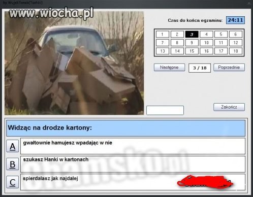 Test na prawo jazdy...