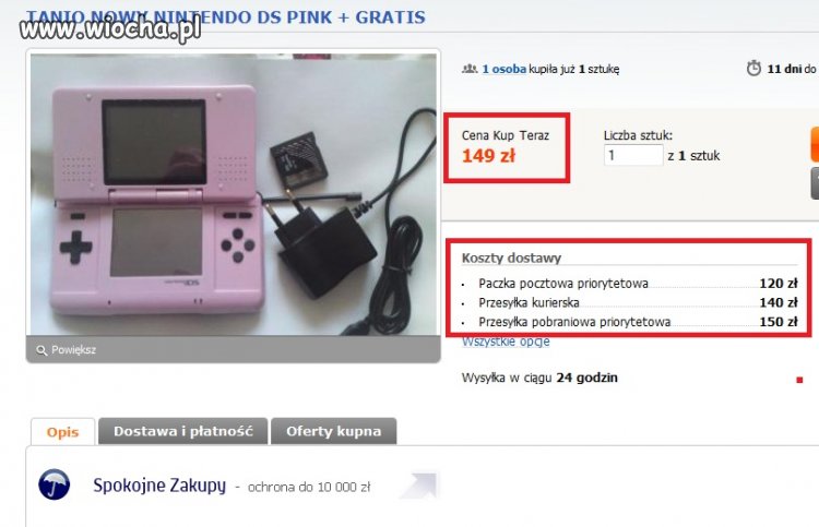 Koszt przesyłki 150 zł?