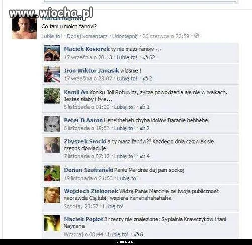 Co tam u moich fanów?