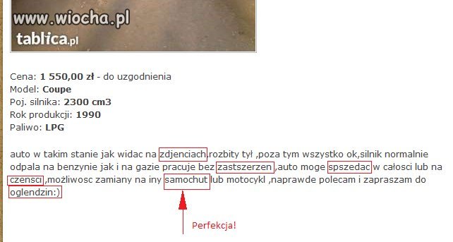 Piękny język w ogłoszeniu moto