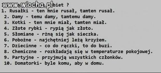 Rodzaje kobiet...