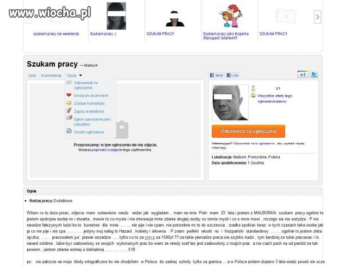 SZCZERY POSZUKIWACZ PRACY
