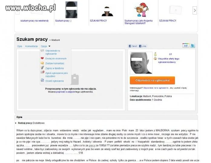 SZCZERY POSZUKIWACZ PRACY