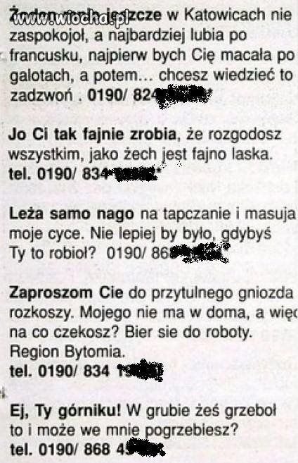 Ogłoszenia towarzyskie Ślązaczek.