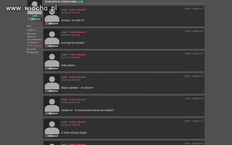 Użytkownik ZNAK i jego przepiękne komentarzę