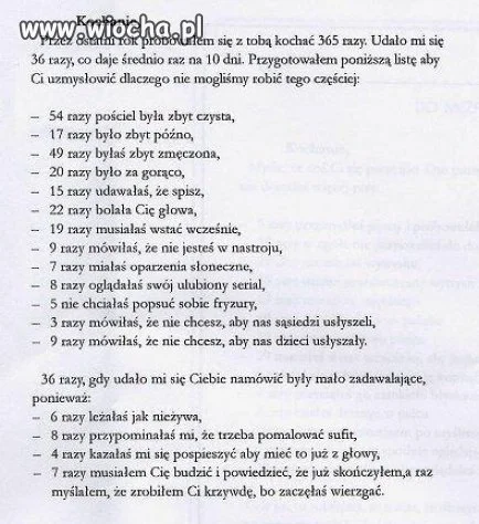 List do żony...