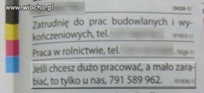 Pierwsze uczciwe ogłoszenie..