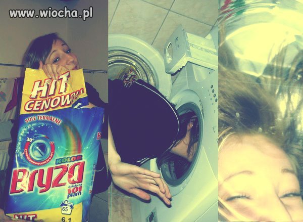 Nowy pomysł na zdjęcie. Z głową w pralce