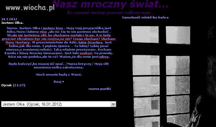 Emo "słiciak" który słucha "Hany Montany"...