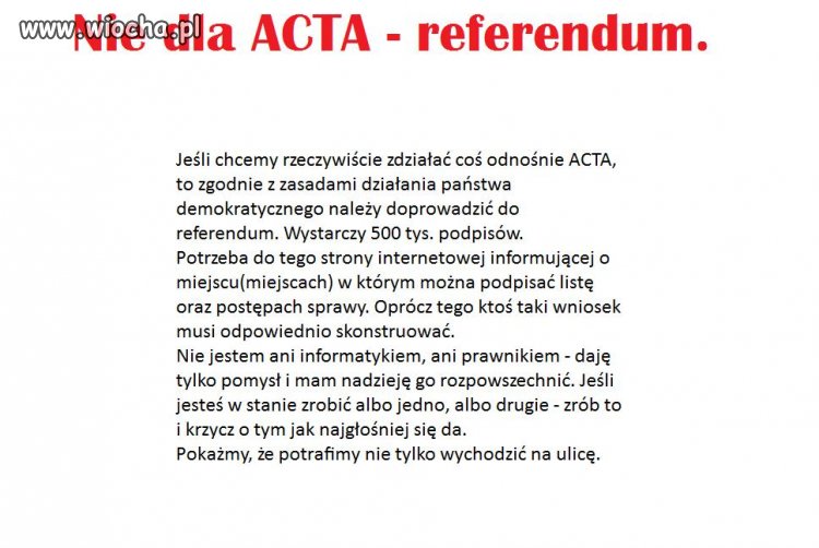 Nie dla ACTA - referendum.