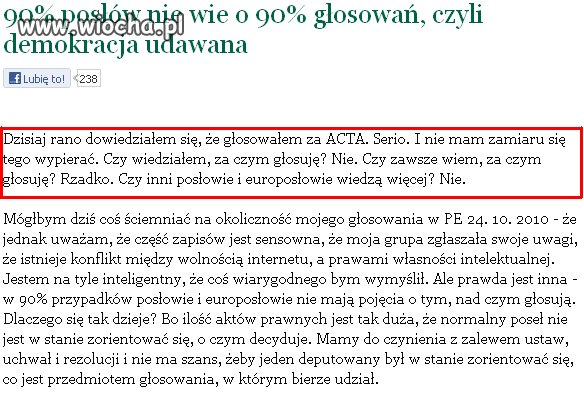 ACTA wybrana dzięki euro matołom