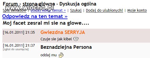 Facet zesrał jej się na głowę...