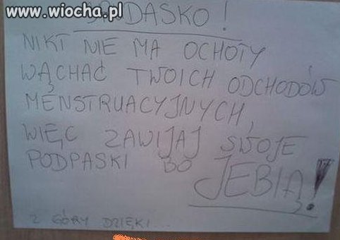 Info do współlokatorki