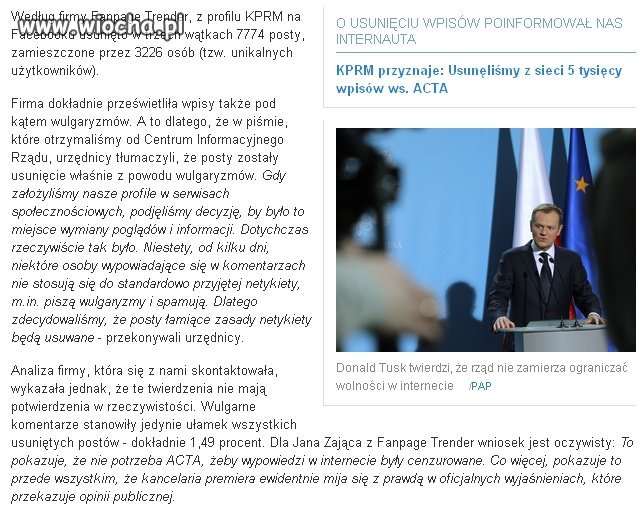 Byliśmy cenzurowani przed wejściem ACTA.