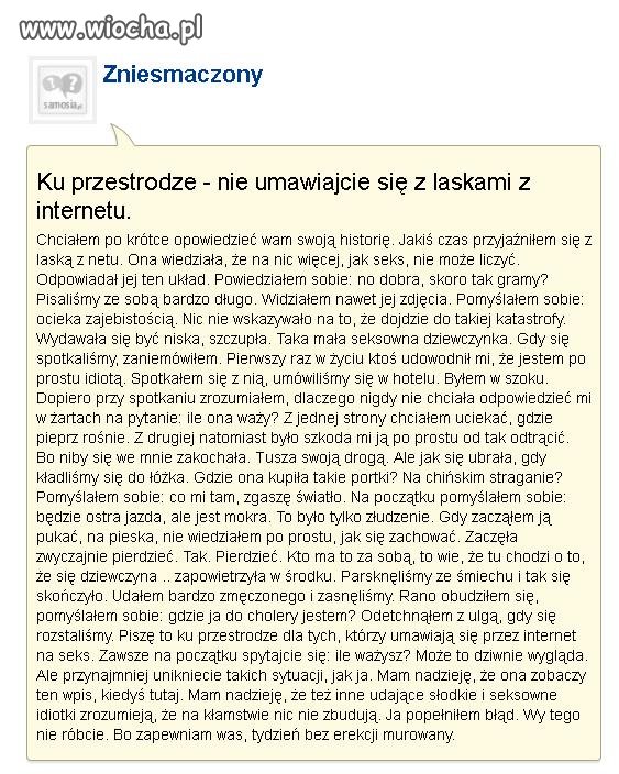 Nigdy nie umawiaj się z laską na seks przez neta.