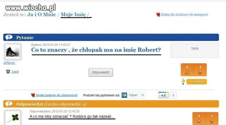Co to znaczy, że chłopak ma na imię robert ?