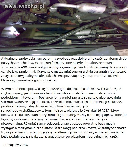 Acta nie dla zmotoryzowanych ...