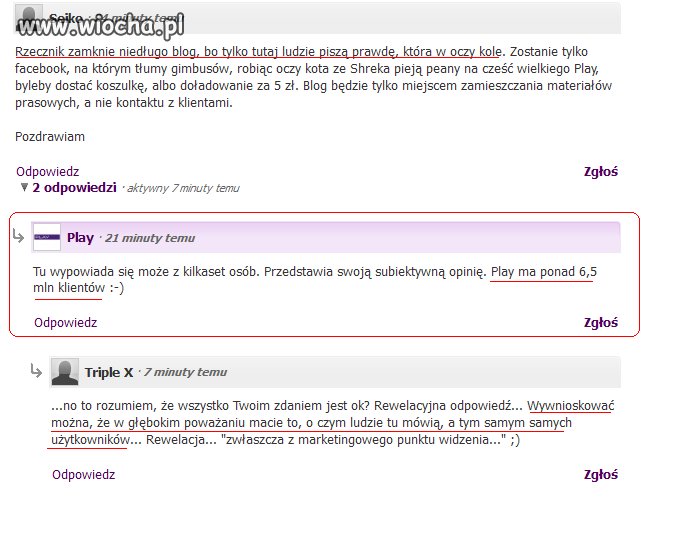 Rzecznik Play odpowiada na swoim blogu internautom