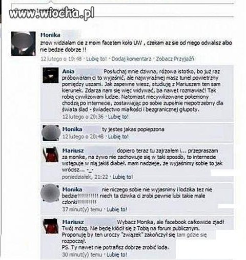Miła konwersacja na facebooku.