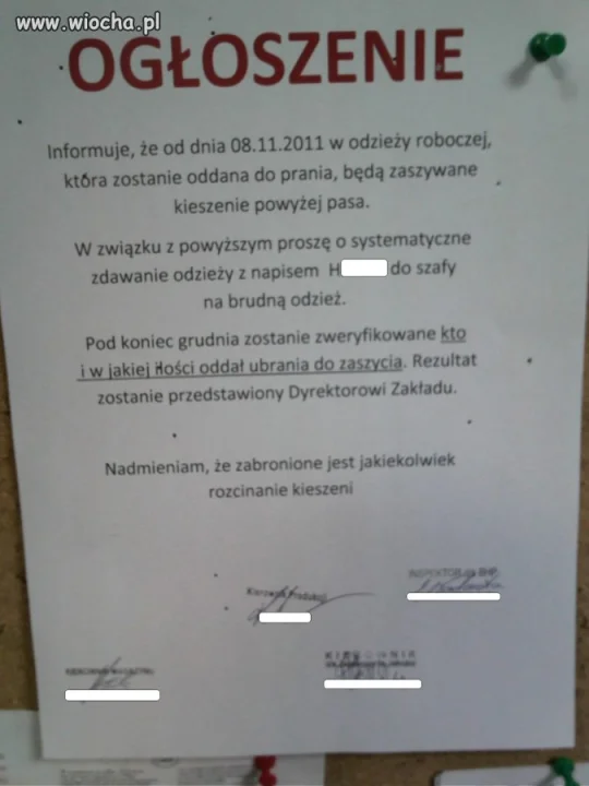 Ogłoszenie w pracy.