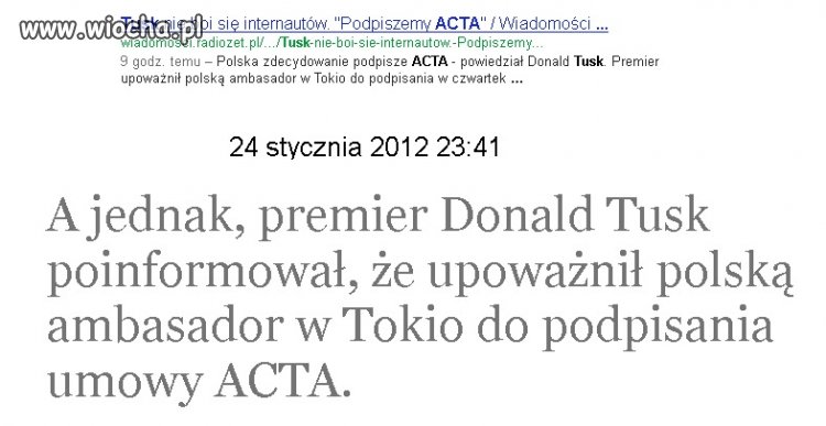 Tusk nie boi się internautów "Podpiszemy ACTA"