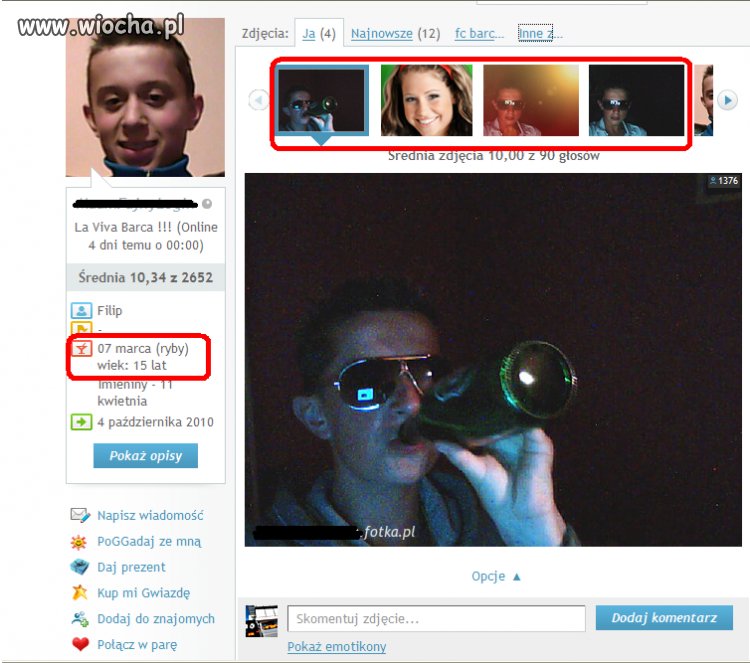 15 lat, piwo, okulary.