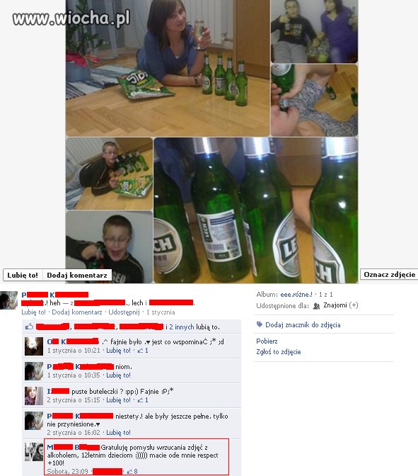 Gratuluję pomysłu wrzucania zdjęć z alkoholem, 