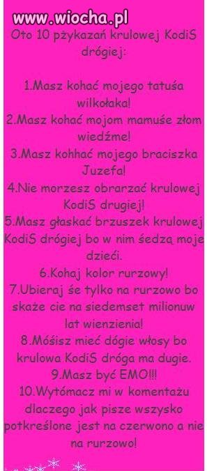 "10 pżykazań krulowej KodiS drógiej"