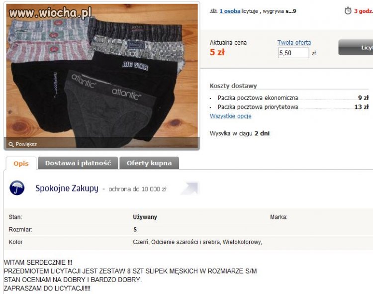 Używane gacie na aukcji