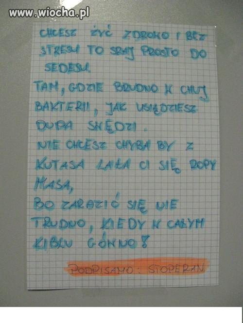 Do użytkowników toalety