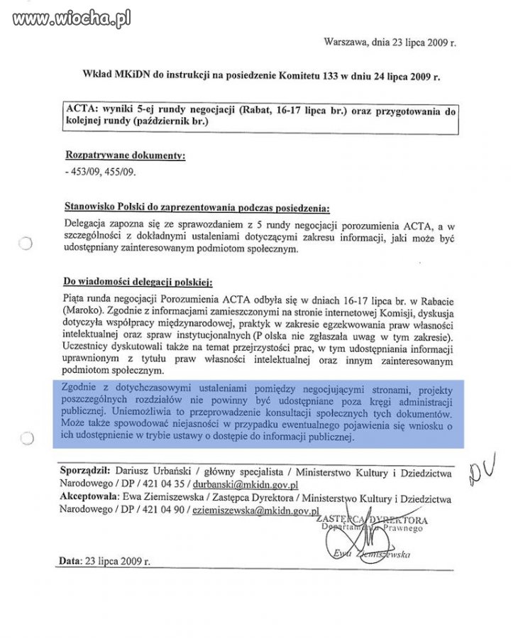 ACTA było planowane nie od wczoraj. 
