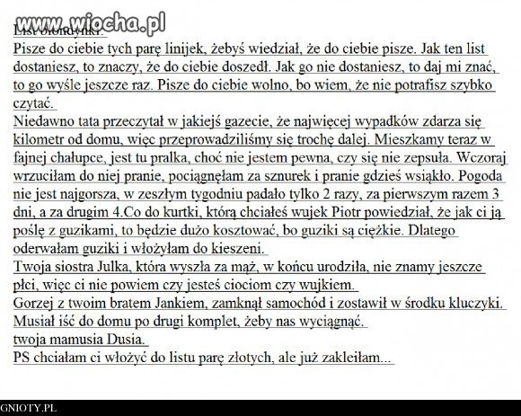 List od mamy "blondynki"