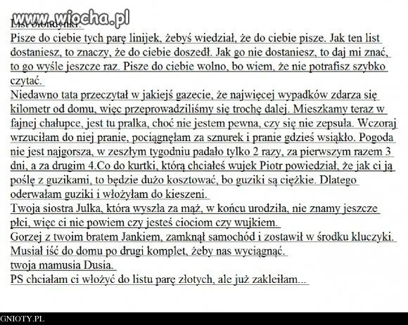 List od mamy "blondynki"