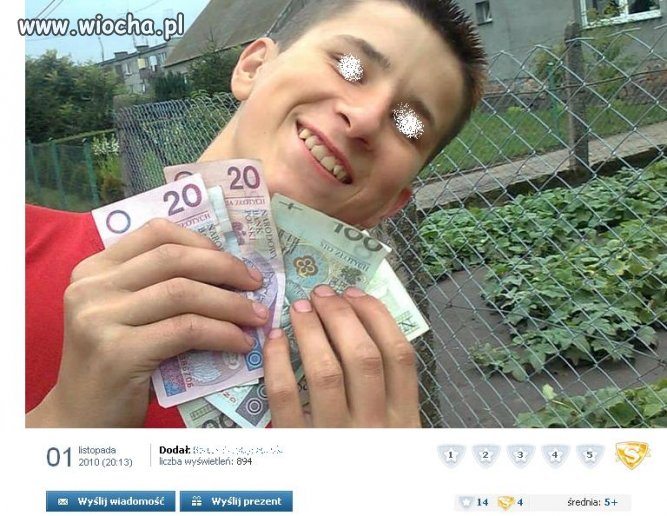 Kolejny dzieciuch lansuje się kasą na nk