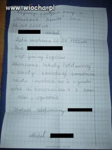 Podanie o pracę każdy się stara
