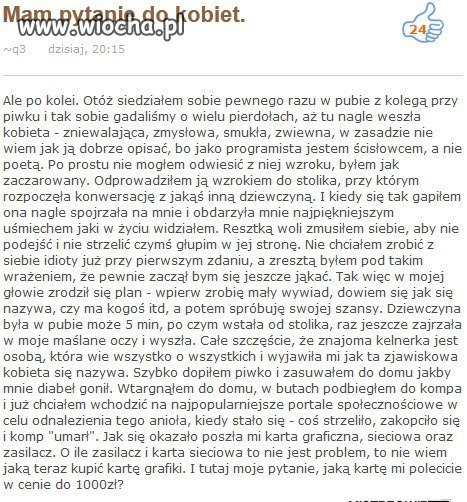 Mam Pytanie do kobiet  Na pewno mu pomogą 