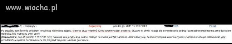 Komentarz znaleziony na Allegro