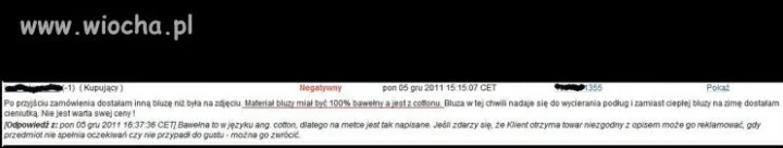 Komentarz znaleziony na Allegro