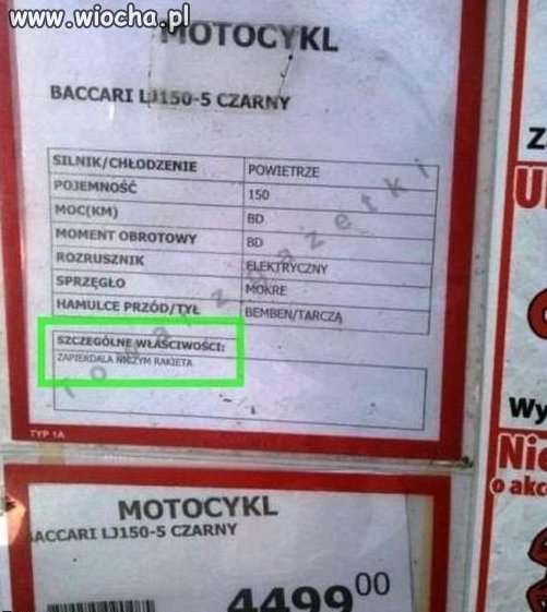 Motocykl o szczególnych właściwościach
