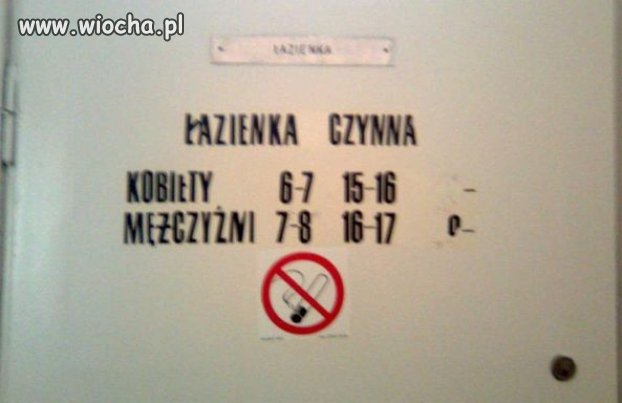 Godziny otwarcia dla mężczyzn i dla kobiet