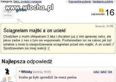 Ściągnelam majtki a on uciekł