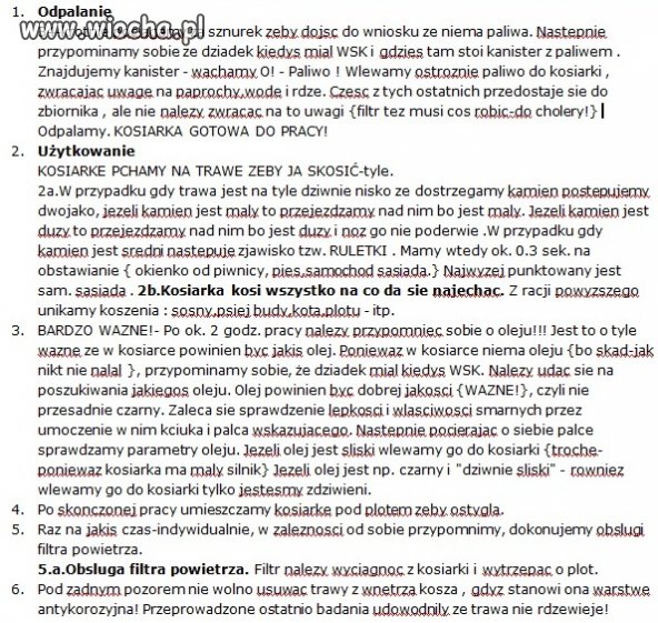 Przepis na odpalanie kosiarki...